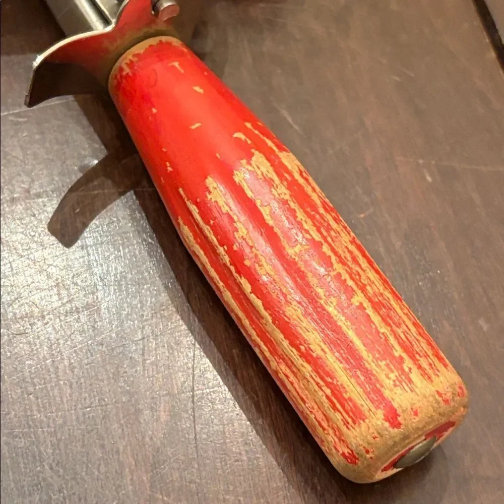 Vintage Ice Cream Scoop with Red Wood Handle